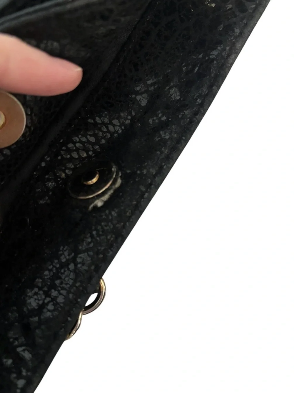 Michael Kors Black Snake-Texture Tote Bag with Gold Chain Handles